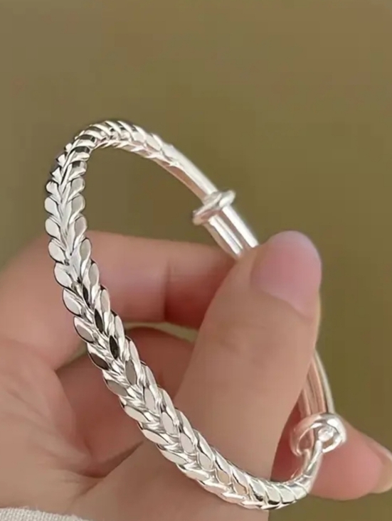Jewelry - S925 Silver Lady's Unique Wheat-shaped Bracelet Adjustable